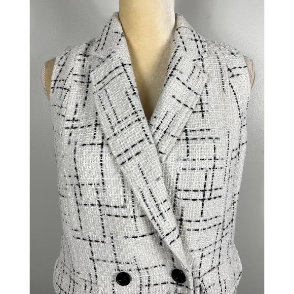 Anthropologie Maeve Tweed Vest White Black US 0 Chic Business Career Classic - Picture 7 of 14